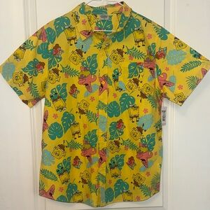 Kids SpongeBob SquarePants short sleeve button up camp shirt sz XXL (18)